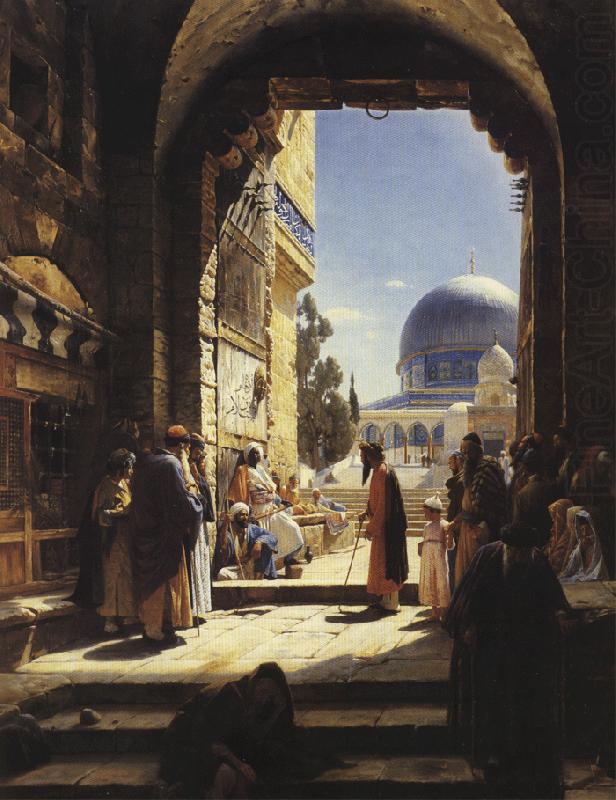Gustav Bauernfeind At the Entrance to the Temple Mount, Jerusalem oil painting picture